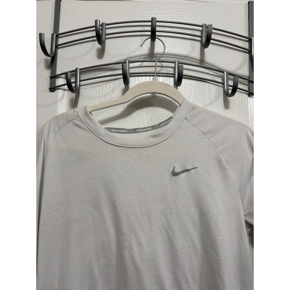 Nike Dri FIT Running Shirt Womens Large White Long Sleeve Perforated Workout - Picture 11 of 16
